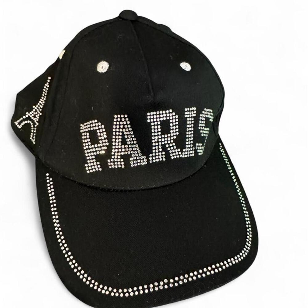 Black paris rhinestone baseball cap...